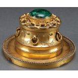 A 19TH C AESTHETIC MOVEMENT GILT BRONZE INKWELL