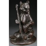 BRONZE OF A SEATED BEAR, EMILE PERRAULT