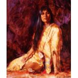 MIKE DESATNICK NATIVE AMERICAN OIL PAINTING