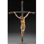 SPANISH COLONIAL CARVED CRUCIFIX, 19TH C