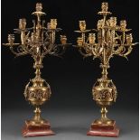 PR OF FRENCH NEO-CLASSIC GILT BRONZE CANDELABRA