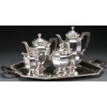 CHRISTOFLE 5 PC ART DECO SILVER PLATE COFFEE SET