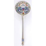 RUSSIAN SILVER GILT & ENAMEL SERVING SPOON