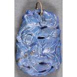 A CHINESE CARVED BLUE LAPIS LAZULI PENDANT