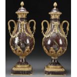 PR FRENCH GILT BRONZE AND MARBLE CASSOULETS