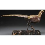 A BRONZE ART DECO STYLE PHEASANT, FRENCH, SIGNED