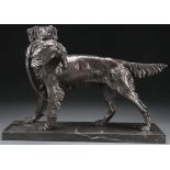 BRONZE FIGURE OF A DOG RETRIEVING A PHEASANT