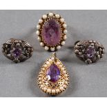 4 PC VINTAGE AMETHYST JEWELRY