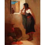 AMEDEE JOULLINE NATIVE AMERICAN OIL PAINTING