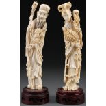 A PAIR OF CARVED IVORY OKIMONOS, LATE MEIJI PERIO