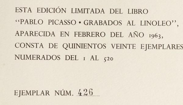 PABLO PICASSO-GRABADOS AL LINOLEO, 1963 - Image 5 of 5