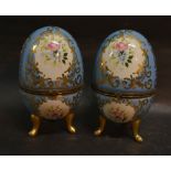 A Pair of Porcelain Caskets in the form of Eggs,