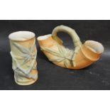 A Royal Worcester Blush Ivory Spill Vase in the form of Bamboo,