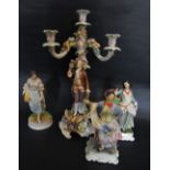 A German Porcelain Candelabra with Figural Mount,