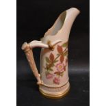 A Royal Worcester Blush Ivory Tusk Vase decorated with bluebells upon a blush ivory ground and