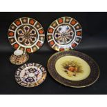 A Pair of Royal Crown Derby Plates Decorated in the Imari Palette,