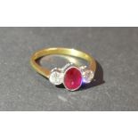 An 18ct. Yellow Gold Ruby and Diamond Th