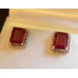 A Pair of 18ct. White Gold Treated Ruby