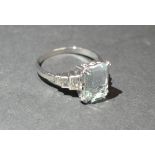 An 18ct. White Gold Aquamarine and Diamo