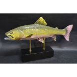 A Porcelain Painted Model of a Salmon up