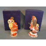 A Royal Worcester Candle Snuffer 'Tawny Owl' with original box together with another similar 'Imari