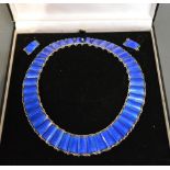 A Norwegian Silver and Blue Enamel Necklet by Einar Modahl,