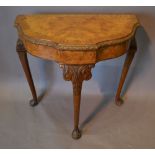 An Early 20th Century Burr Walnut Queen Anne Style Side Table,