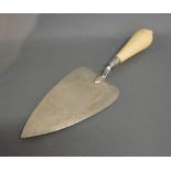 A Victorian Silver Trowel with Shaped Ivory Handle, London 1863,