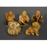 A Group of Five Late 19th Early 20th Century Japanese Netsukes