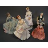 A Royal Worcester Figurine 'The Village Bride' together with a Royal Doulton figurine 'The Pin