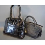 A Black Leather Ladies' Evening Bag,