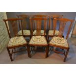 A Set of Six 19th Century Mahogany Hepplewhite Style Dining Chairs,