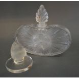 A Lalique Glass Large Scent Bottle with Stopper, etched Lalique France, 13 cms wide,