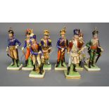 A Group of Eight Naples Porcelain Models in the form of Officers