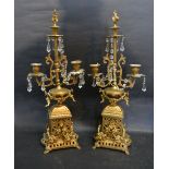 A Pair of 19th Century Brass and Cut Glass Lustres,