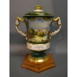 A Large Aynsley Porcelain Limited Edition Commemorative Two Handled Covered Cup commemorating the