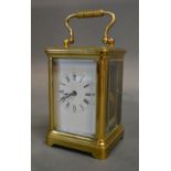 A 19th Century French Brass Cased Miniature Carriage Clock,