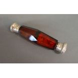 A Cranberry Glass Double Ended Scent Bottle,
