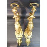 A Pair of French Ormolu Figural Wall Sconces, each of scroll form,