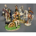 A Naples Porcelain Model of a Soldier with Canon,