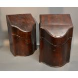 A Pair of Regency Mahogany Knife Boxes of Serpentine Form,