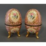 A Pair of French Porcelain Caskets in the form of Eggs,