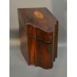 A Regency Mahogany Shell Inlaid Knife Box of Serpentine Form,