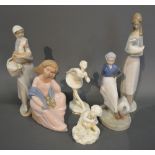A Royal Worcester Figurine 'Soubrette' together with five other figurines to include Lladro,