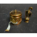 A Brass Measuring Tape together with a Brass Pipe Tamper and a brass cased differential gauge by