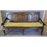 A George III Oak and Marquetry Inlaid Settle,