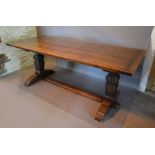 An Early 20th Century Oak Rectangular Refectory Style Dining Table,