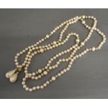 A Chanel Simulated Pearl and Paste Set Long Necklace