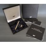 A Mont Blanc Meisterstuck Solitaire Silver Fountain Pen with all original paperwork and boxes