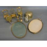 A Small Collection of Miniature Items of Brassware to include a pair of chairs, an armchair,